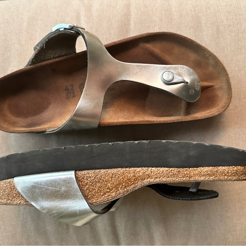 Papillon by Birkenstock Silver Women's Leather Platform Sandals